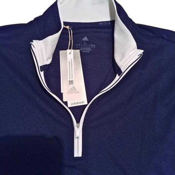 Adidas Performance Light Weight Quarter-Zip Golf Pullover Collegiate Navy Size L - Picture 4 of 9
